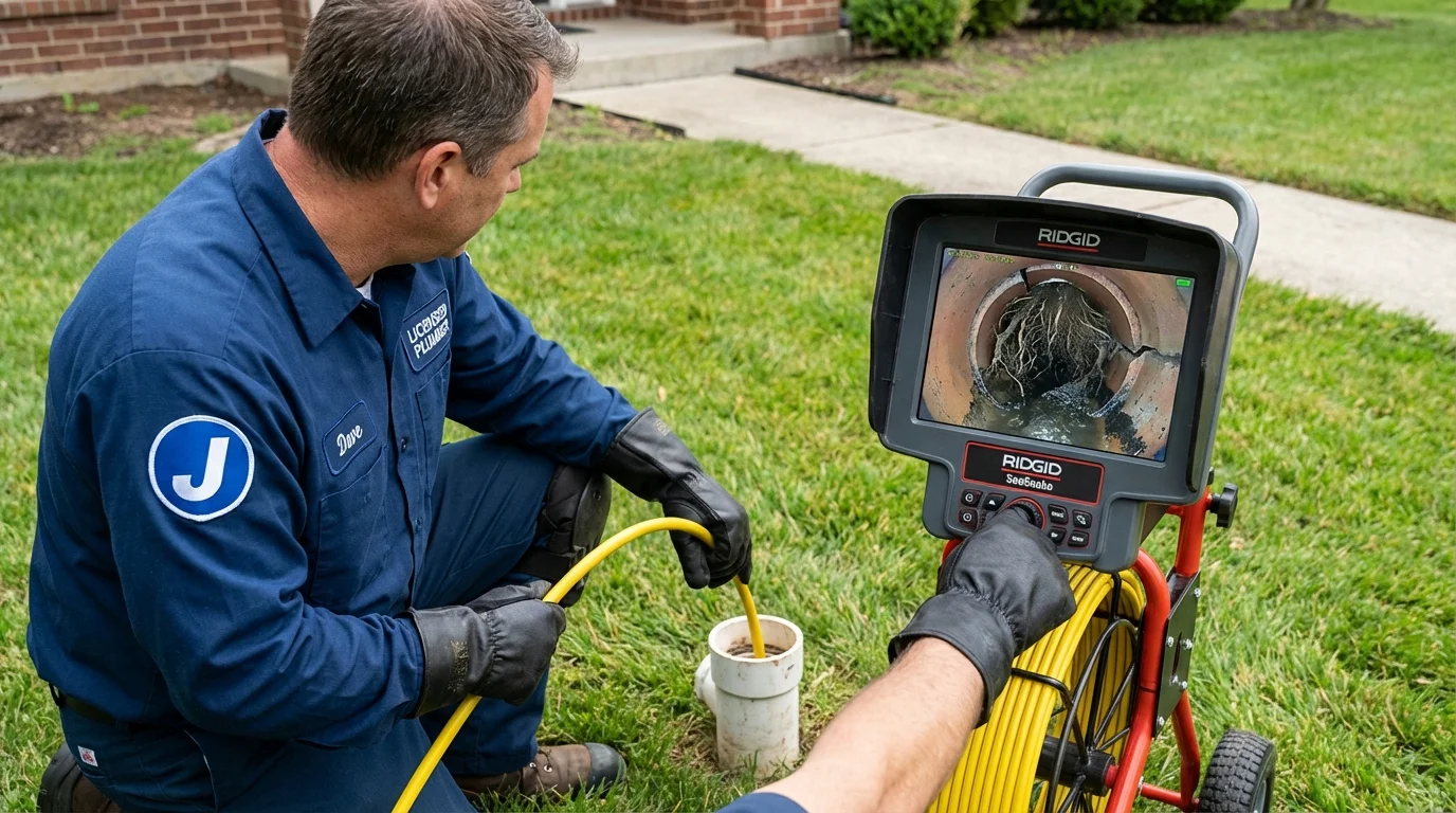 Sewer camera inspection being performed by Johns Plumbing LLC in Ore City